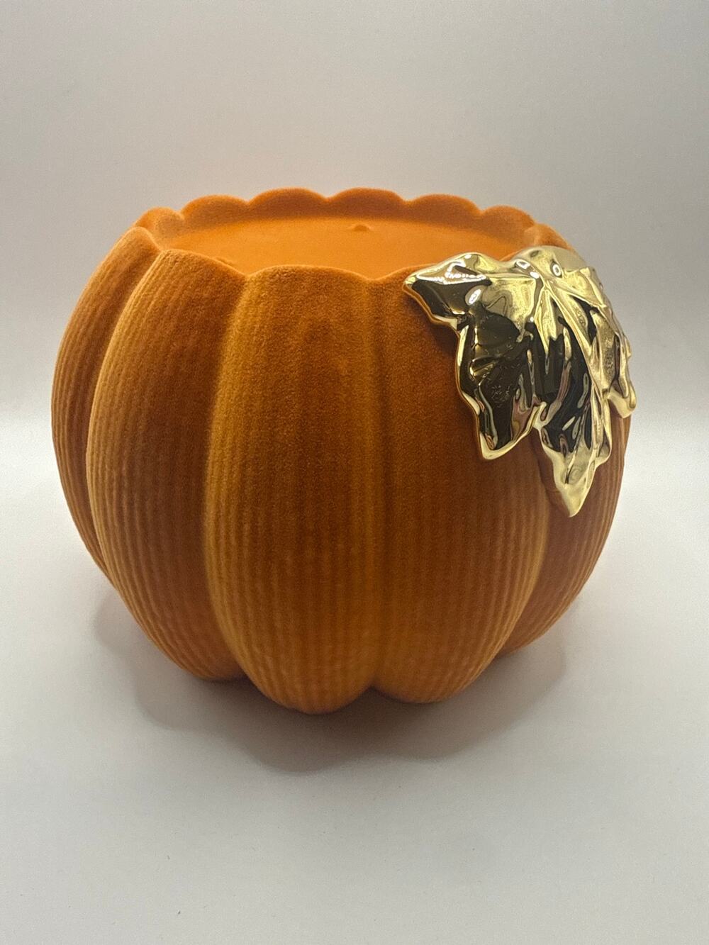 ORIGINAL BOX & STYROFOAM Bath & Body Works Orange Corduroy Pumpkin Candle Holder